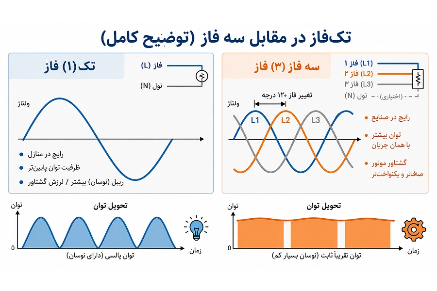 فرق اینورتر تک فاز با سه فاز